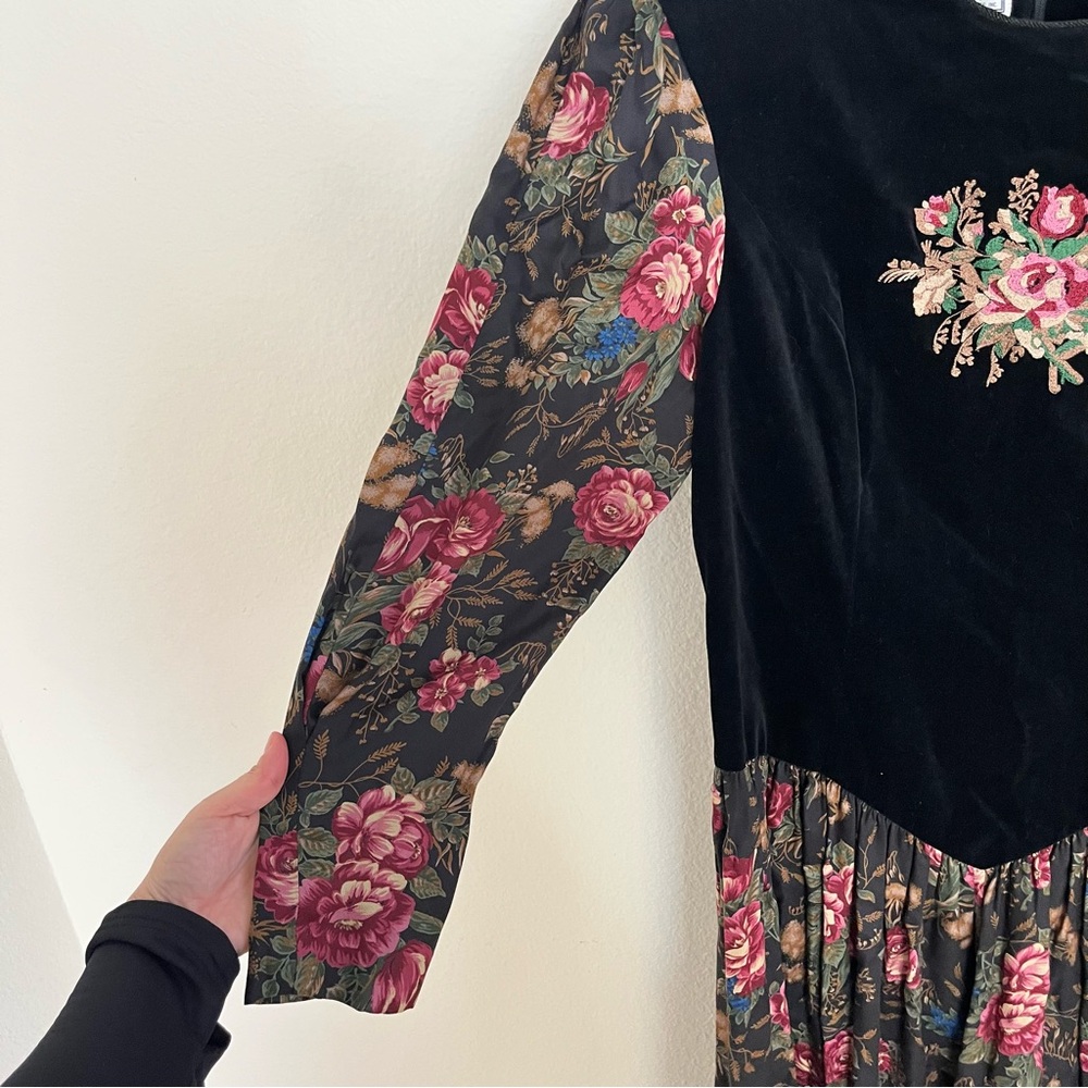 Rare Donna Morgan Vintage Fairy Velvet‎ Dress Romantic Goth Dark Whimsigoth 14 - Picture 5 of 14